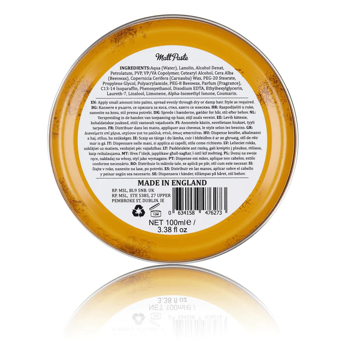 Dapper Dan Matt Paste (High Hold Low Shine) 100ml